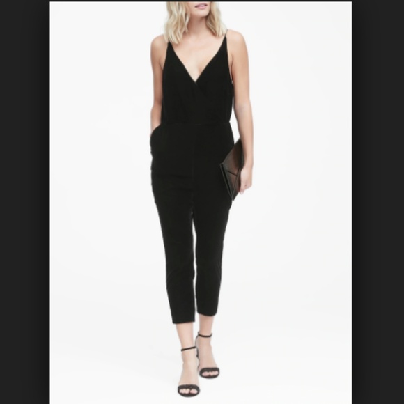 Banana Republic Pants - Banana Republic Black Velvet Cropped Jumpsuit